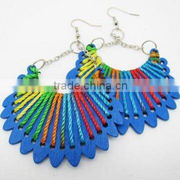 Fashion blue wood earring,Handmade earring for women,New design jewelry 2013