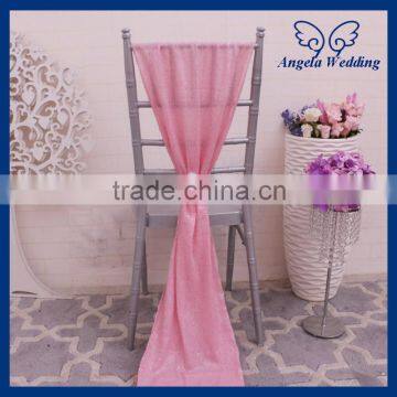 SH005E Many color available Nice new elegant fancy wedding baby pink sequin chair sash with flower