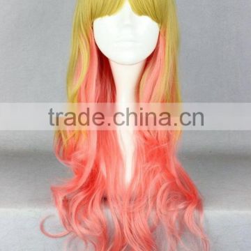 Fashion Gradient color long kinky wig with bangs N477