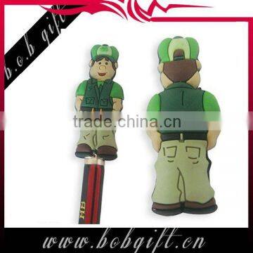 cute design soft PVC pencil topper/ 2" soft pencil toppers