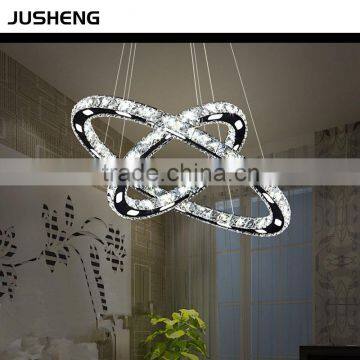2016 Luxury Modern LED 2 Circle Round Crystal Chandelier Pendant Light For Home, Restaurant