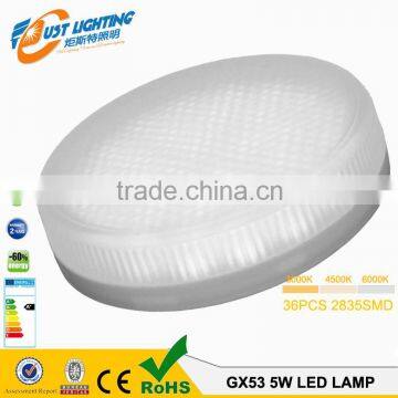 High quality 4.5w gx53 led lamp 2835smd plastic with glass