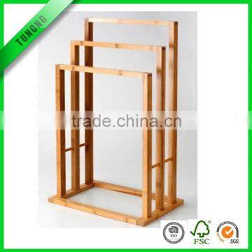 Practical 3-layers wooden free standing towel rack