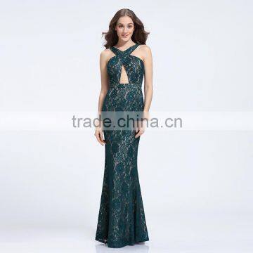 2017 newest special cutting elegant fashion lace evening dress
