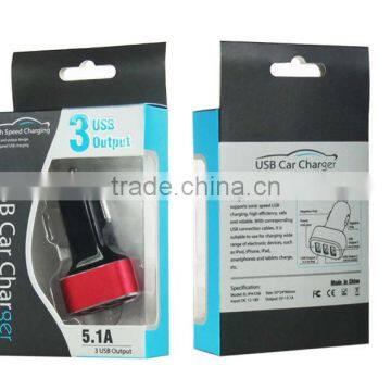 3 port Universal car charger 2.1A+2.0A+1.0A output