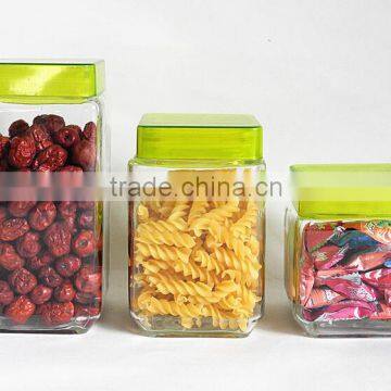 Customized label candy glass jar with directly cover lid