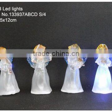 Acrylic Christmas decoration gift angel figurine with led light