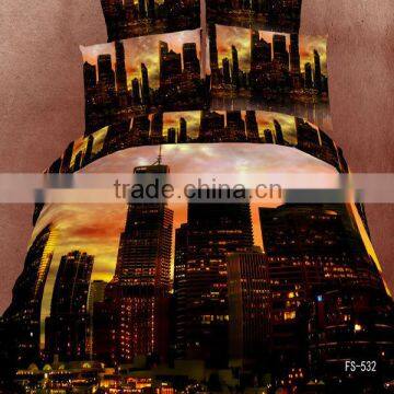 3D building bedding set with 100% cotton reactive printed