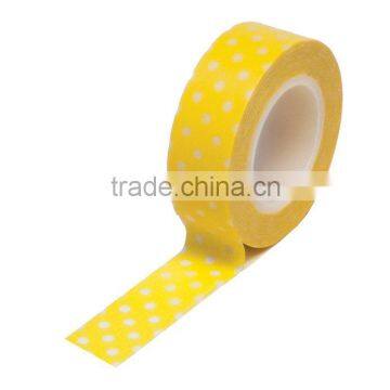 Wholesale YIWU FACTORY adhesive masking tape 15mm x 10m Washi Tape Trendy Tape Yellow Polka Dot Decorative Trendy Paper Package