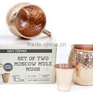 2 Copper Mug 1 Shot Glass In a Gift Box Packing