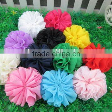 Fashion 2.4" Solid Chiffon Hair Flower for Baby Hair Accessories Baby Flower Kids Hair Accessories IN STOCK