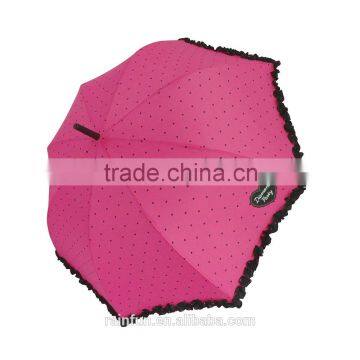 Ladies buautiful auto rain and sun umbrella with lace