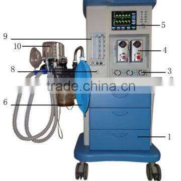 CE Certificate 10.4 Inch Color TFT Screen Trolley Anesthesia Machine With Dual Evaporator 900A photo-2