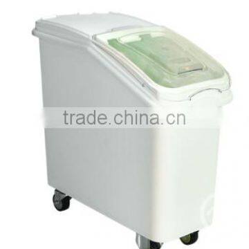 F-8888 white plastic rice container with wheels