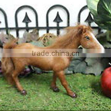 Realistic Taxidermy Replica Figurine Racing Brown Standing Horse