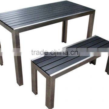 aluminum frame plastic wood top outdoor table set