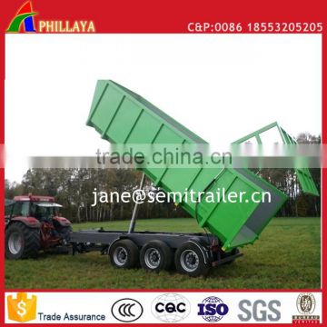 Full Type Drawbar Farm Agricultural Grain Tipper Rear Dump Trailer With Hydraulic Open Door