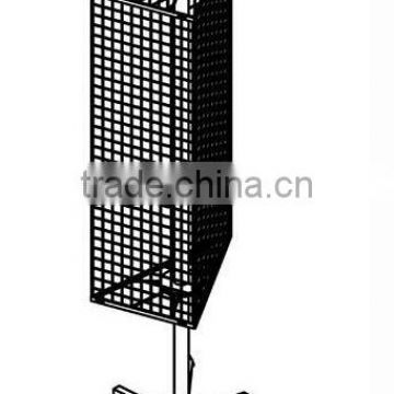 Black 3 Side Rolling Floor Grid Mesh Stand with Wire Sign holder