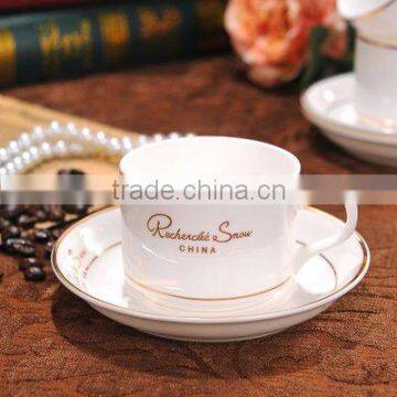 Haonai High Quality Porcelain Coffee Mug and Saucer With Golden Rim photo-5