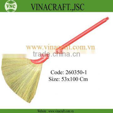 Long grass broom with plastic handle