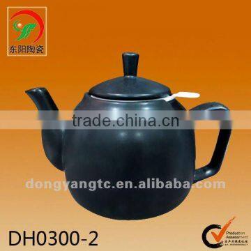 Custom black color glazed ceramic tea pot kettle