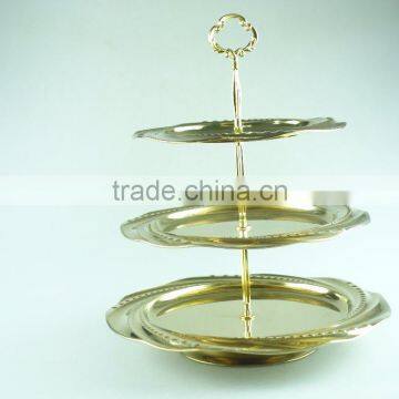 Stainless Steel Three Layer Metal Fruits Plate Leaf Decoration and Clourful photo-2