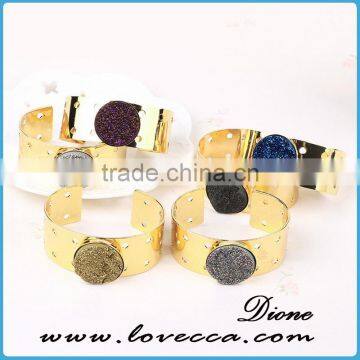 Fashion Custom Gold Plated Open Adjustable Resin Druzy /Drusy Rings photo-5