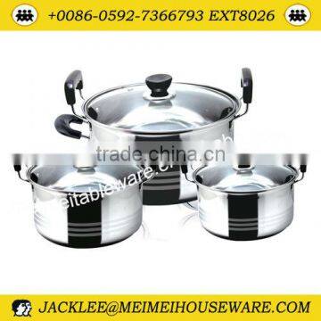 6Pcs black handle & stainless steel cookware set