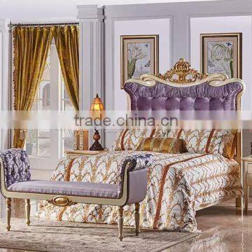 Exquisite French Palace Style Handmade Upholstery Cozy Bed of Wingback Shaped With Nightstand and Bench BF12-03254j photo-5