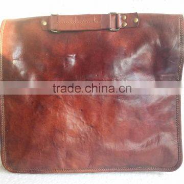 Handmade Vintage Full Flap Pure Goat Leather Briefcase photo-2