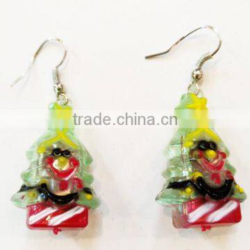 Delicate cute tree pedant children flashing light up christmas earrings