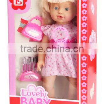 16 inch makeup set ABS lovely fat plastic baby dolls with EN71