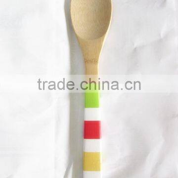 2016 new product bamboo scoop with 5-color handle