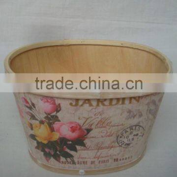 Beautiful Decal Wooden Flower Pot Garden Wood Pot With Plastic Liner photo-4