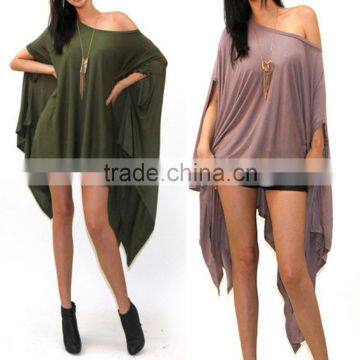 OEM Wholesale Summer Beach Cover Up Plain Cotton Spandex Asymmetrical Dresses Plus Size Beachwear L/XL/XXL/XXXL