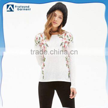 womens white long sleeve custom printing t shirt