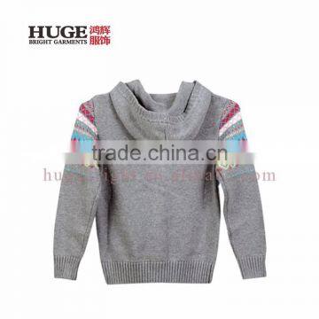 Hooded Long Sleeve 100% Cotton Knitting Girls Sweaters Collection photo-2