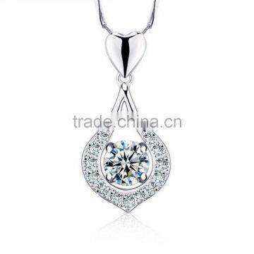 925 Sterling Silver Fashion Peach Heart Shape Pendant Necklace photo-3