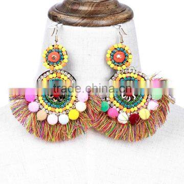 Bohemian Design Handmade Colorful Tassel Drop Earrings Jewelry photo-3