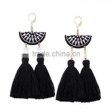 Bohemian Ethnic Jewelry Embroidery Tassel Dangle Earrings photo-5