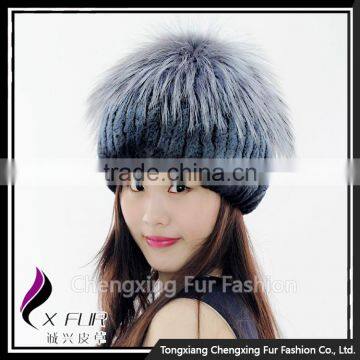 CX-C-244G 2016 New Products Hot Sale Handknitted Rex Rabbit Fur Cap Hat photo-4