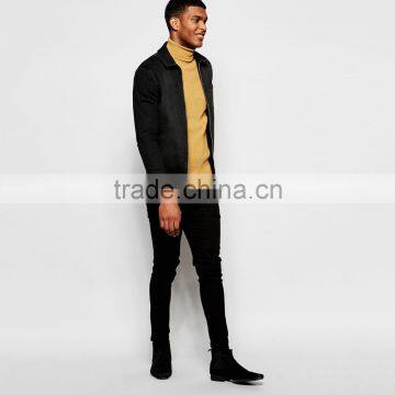 Slim Fit Zipper Black Denimmen's Jeans Jacket Black Customized Wholesale photo-4