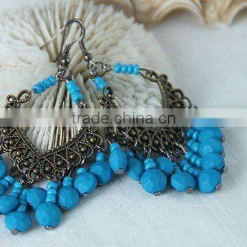 fashion color bead dangle earrings, cheap indian style jewelry