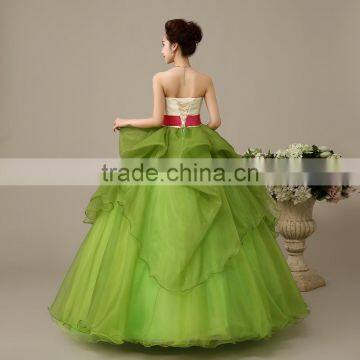 MGOO Factory Custom Made One Piece Cheap Price Prom Dress Strapless Flowers Ball Gown Maxi Dress L000110 photo-5