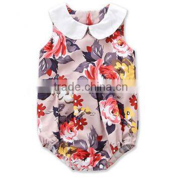 White Collar Bodysuit Vintage Black Floral Newborn Baby Clothes Romper Apparel