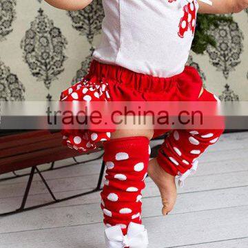 Wholesale Christmas Baby Clothing Set Red Bloomer Skirt White Bubble Leggings photo-2