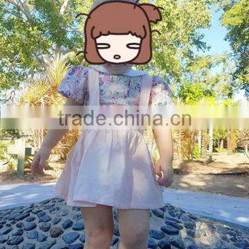 Cute Summer Cotton Kids Clothing Cute Infant Baby Girls Pink Overalls Dress photo-4