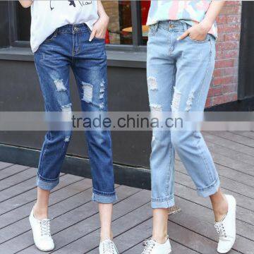 zm40640b loose design women big size trousers ladies jeans ninth pants