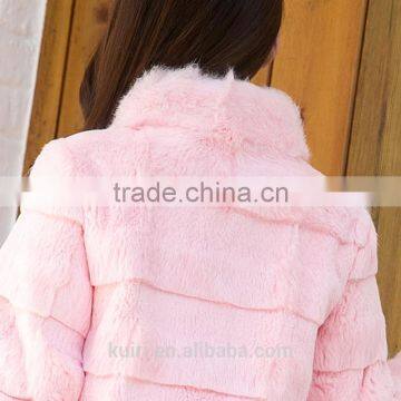 New Fashion Show Style Rex Rabbit Fur Coat Women Very Long Rex Rabbit Fur Jacket Winter Fur Big Size photo-6