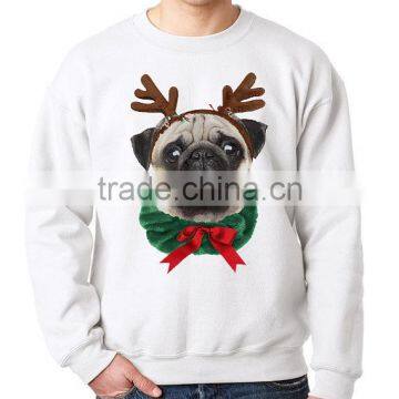Custom Sweatshirt Long Sleeve Crew Neck Pullover Pug Dog Reindeer Funny CHRISTMAS SWEATERS for Men photo-2